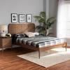 Baxton Studio Elston Mid-Century Walnut Brown Finished Wood and Synthetic Rattan Platform Bed-King 193-11488-ZORO